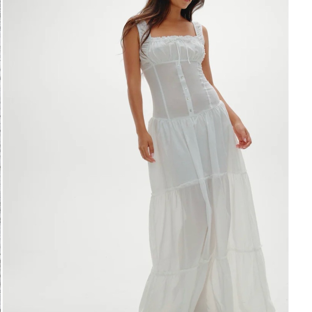 Frankie's Bikinis White Tiered Maxi dress